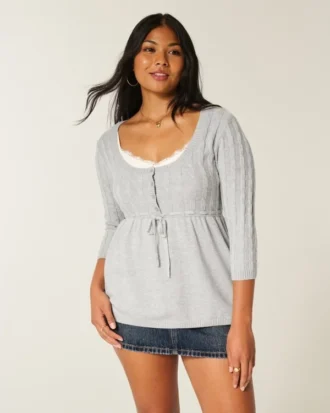 Pulover babydoll tricotat