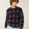 Pulover boxy fuzzy cu guler rotund Pulover boxy fuzzy cu guler rotund