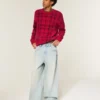 Pulover boxy fuzzy cu guler rotund Pulover boxy fuzzy cu guler rotund