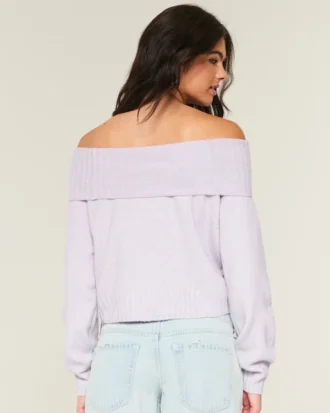 Pulover confortabil Hollister Cloud Foldover Off-the-Shoulder Pulover confortabil Hollister Cloud Foldover Off-the-Shoulder