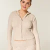 Pulover cu glugă și fermoar Gilly Hicks, tricotat cu model în relief Pulover cu glugă și fermoar Gilly Hicks, tricotat cu model în relief