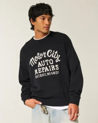 Pulover cu grafică Boxy Motor City Auto Repairs