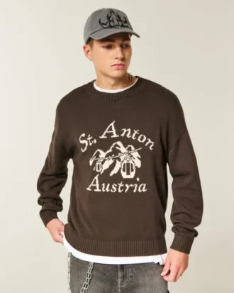 Pulover cu grafică Boxy St. Anton Austria