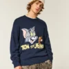 Pulover cu guler rotund și imprimeu Tom și Jerry Pulover cu guler rotund și imprimeu Tom și Jerry
