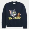 Pulover cu guler rotund și imprimeu Tom și Jerry Pulover cu guler rotund și imprimeu Tom și Jerry