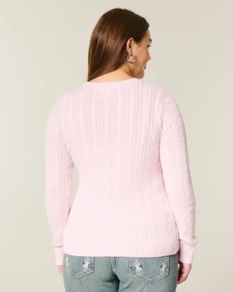 Pulover cu guler rotund și model tricotat