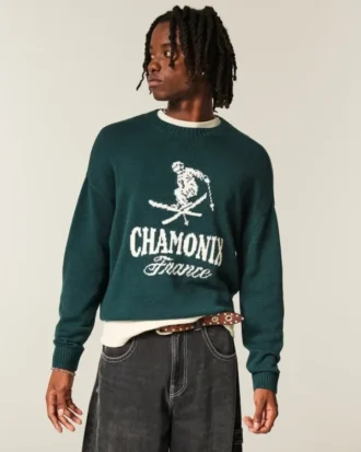 Pulover cu imprimeu Boxy Chamonix France