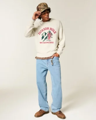 Pulover cu imprimeu Boxy Jackson Hole