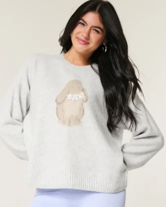 Pulover Hollister Comfy Cloud Bunny Graphic Crew