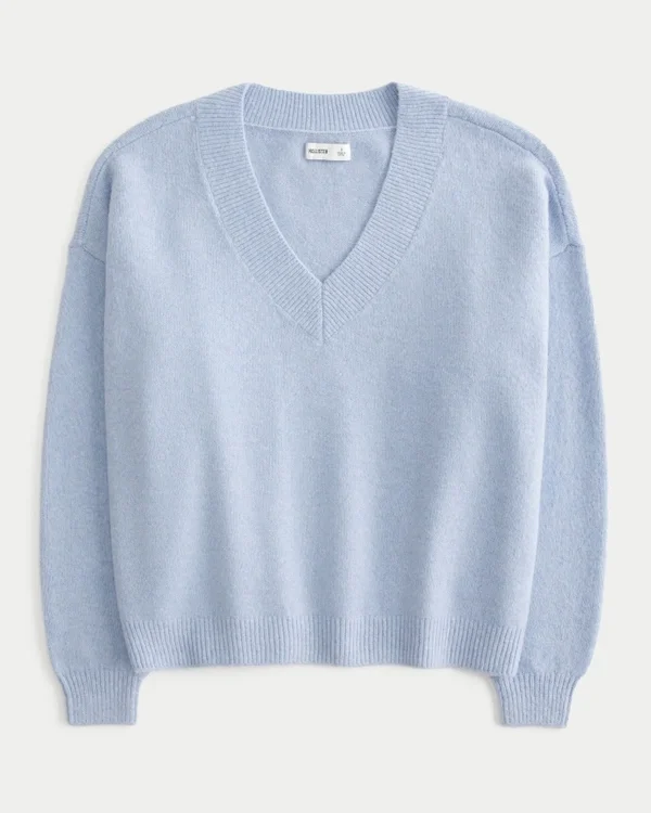 Pulover oversized cu guler în V Hollister Comfy Cloud Pulover oversized cu guler în V Hollister Comfy Cloud