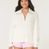 Pulover oversized cu jumătate de fermoar și tricotaj în zig-zag Pulover oversized cu jumătate de fermoar și tricotaj în zig-zag