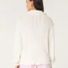 Pulover oversized cu jumătate de fermoar și tricotaj în zig-zag Pulover oversized cu jumătate de fermoar și tricotaj în zig-zag