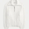 Pulover oversized cu jumătate de fermoar și tricotaj în zig-zag Pulover oversized cu jumătate de fermoar și tricotaj în zig-zag