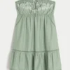 Rochie babydoll fără bretele, brodată Rochie babydoll fără bretele, brodată
