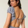 Rochie maxi cu mâneci scurte și spate decupat Rochie maxi cu mâneci scurte și spate decupat