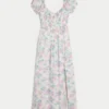 Rochie maxi cu mâneci scurte și spate decupat Rochie maxi cu mâneci scurte și spate decupat
