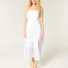 Rochie maxi fără bretele, brodată Rochie maxi fără bretele, brodată