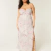 Rochie maxi fără bretele, cu bust răsucit Rochie maxi fără bretele, cu bust răsucit