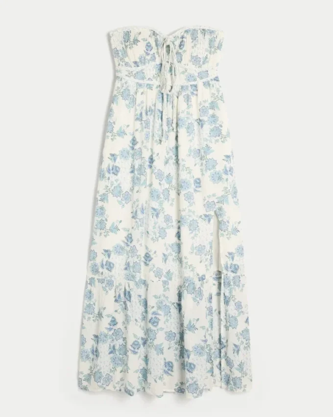 Rochie maxi fără bretele, cu împletituri Rochie maxi fără bretele, cu împletituri