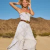 Rochie maxi fără bretele, cu smocuri Rochie maxi fără bretele, cu smocuri