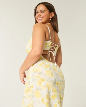 Rochie midi cu spate deschis din amestec de in Rochie midi cu spate deschis din amestec de in