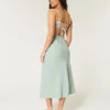 Rochie midi din amestec de in, cu spate decupat Rochie midi din amestec de in, cu spate decupat