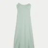 Rochie midi din amestec de in, cu spate decupat Rochie midi din amestec de in, cu spate decupat