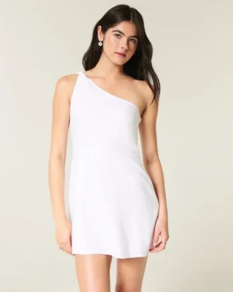 Rochie mini asimetrică din amestec de in