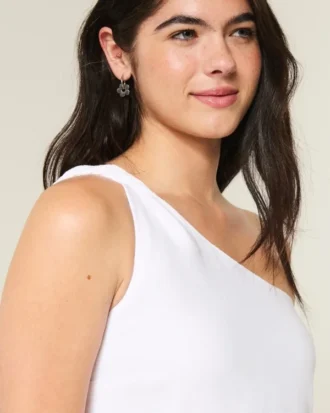 Rochie mini asimetrică din amestec de in