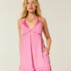 Rochie mini babydoll cu bordură din frânghie Rochie mini babydoll cu bordură din frânghie