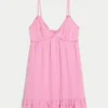 Rochie mini babydoll cu bordură din frânghie Rochie mini babydoll cu bordură din frânghie