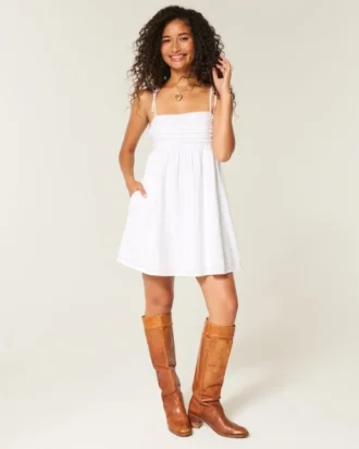 Rochie mini babydoll cu bretele