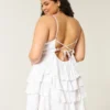 Rochie mini babydoll cu decolteu în V și volane
