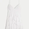 Rochie mini babydoll cu decolteu în V și volane