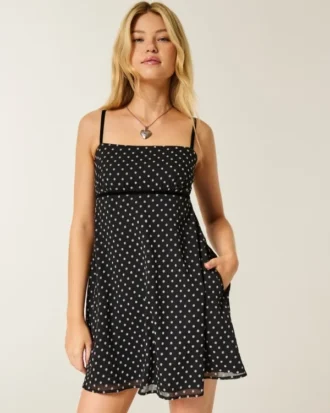Rochie mini babydoll din șifon