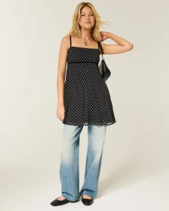 Rochie mini babydoll din șifon