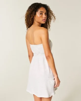 Rochie mini din bumbac terry fără bretele Rochie mini din bumbac terry fără bretele