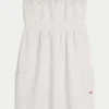 Rochie mini din bumbac terry fără bretele Rochie mini din bumbac terry fără bretele