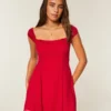 Rochie mini din șifon flocată Rochie mini din șifon flocată