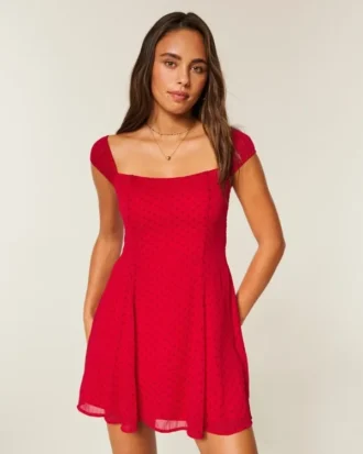 Rochie mini din șifon flocată