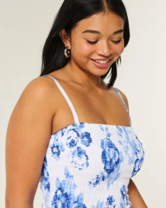 Rochie mini fără bretele, cu corset smocuit