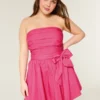 Rochie mini fără bretele cu fundă Rochie mini fără bretele cu fundă