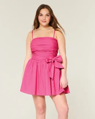 Rochie mini fără bretele cu fundă