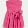 Rochie mini fără bretele cu fundă Rochie mini fără bretele cu fundă