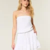 Rochie mini fără bretele, cu șnur și croi bluzon Rochie mini fără bretele, cu șnur și croi bluzon