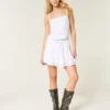 Rochie mini fără bretele, cu șnur și croi bluzon Rochie mini fără bretele, cu șnur și croi bluzon