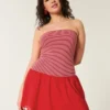 Rochie mini fără bretele, cu talie joasă, din tricot Rochie mini fără bretele, cu talie joasă, din tricot