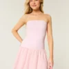 Rochie mini fără bretele, cu talie joasă, din tricot Rochie mini fără bretele, cu talie joasă, din tricot