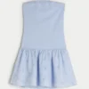 Rochie mini fără bretele, cu talie joasă, din tricot Rochie mini fără bretele, cu talie joasă, din tricot