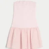 Rochie mini fără bretele, cu talie joasă, din tricot Rochie mini fără bretele, cu talie joasă, din tricot